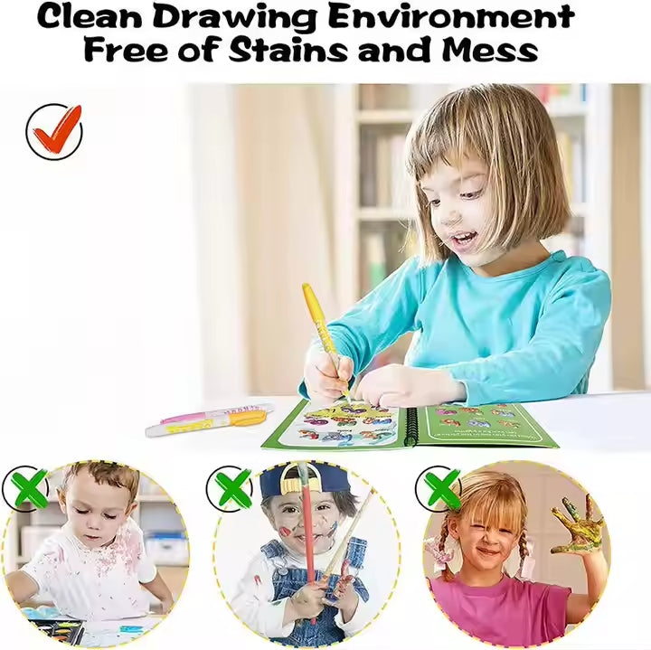 🎨 Magic Water Book Painting Drawing Coloring Board Book with Magic Water Pen (Random Book) – Free Delivery 🚚✨