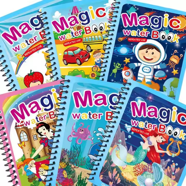 🎨 Magic Water Book Painting Drawing Coloring Board Book with Magic Water Pen (Random Book) – Free Delivery 🚚✨