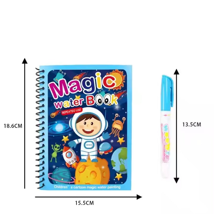 🎨 Magic Water Book Painting Drawing Coloring Board Book with Magic Water Pen (Random Book) – Free Delivery 🚚✨