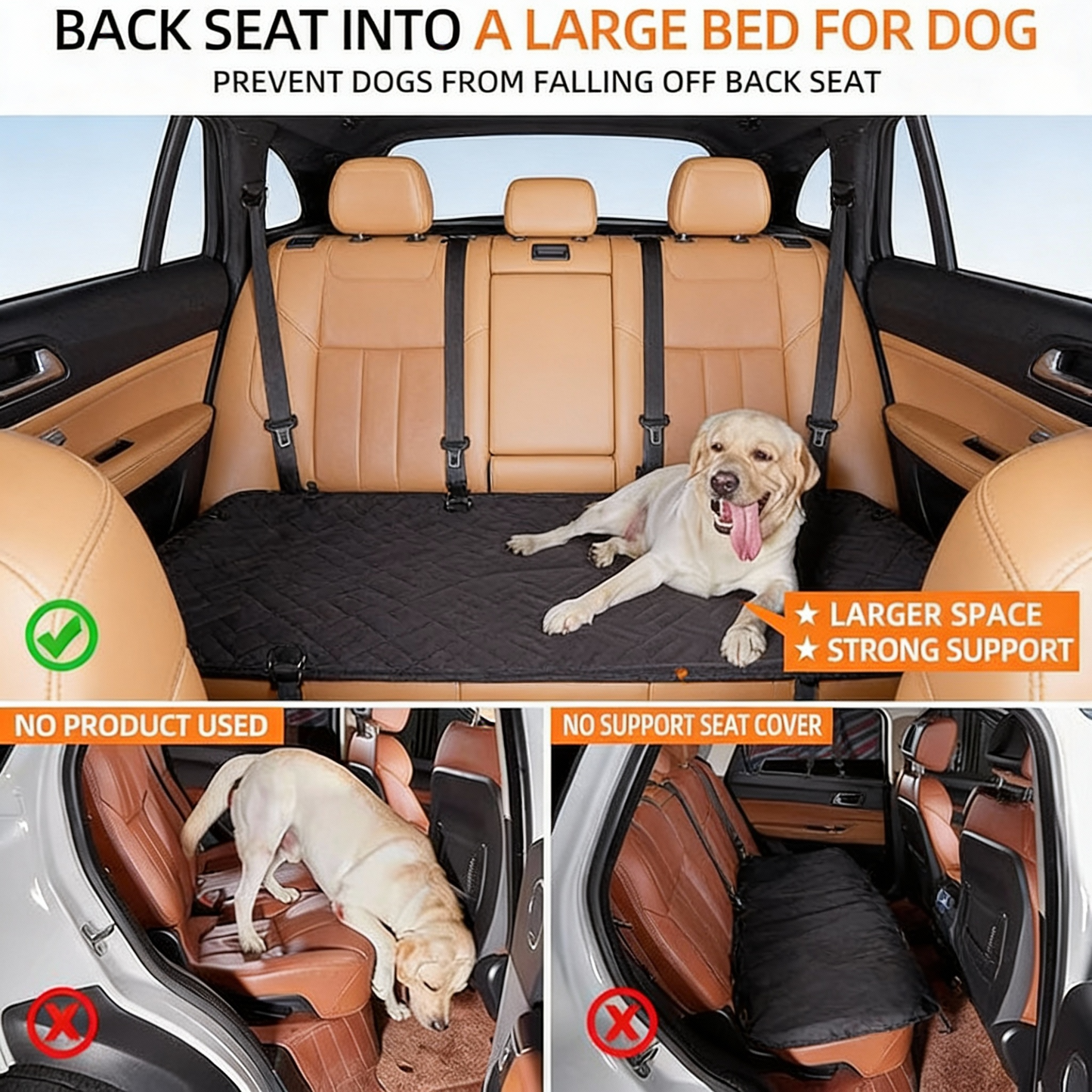 ZENOVA™ BACK SEAT EXTENDER AND DOG CAR SEAT COVER
