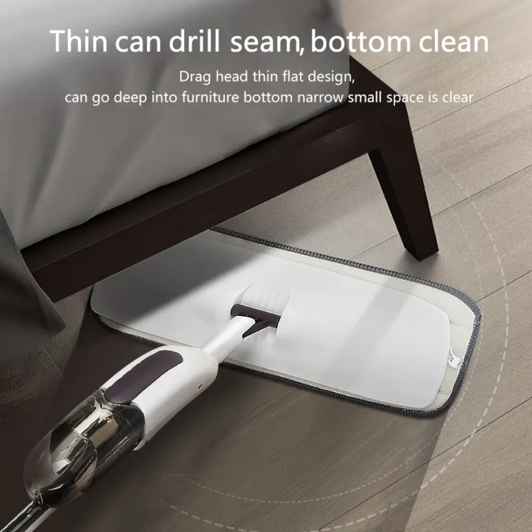 Magic Boom Spray mop for floor cleaning - 360° clean with removable microfiber mop pads & bottle for wet dry surface - Integrated Water Spray for Floor Cleaning, flat stick spray cleaner for home & office., Stainless Steel